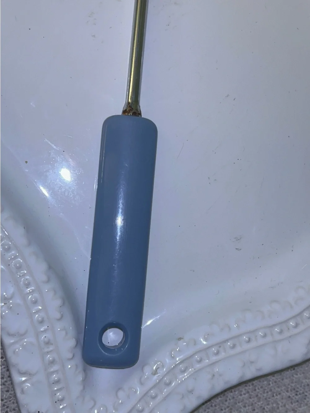 Vintage EKCO Meat Serving Fork With Light Blue Handle